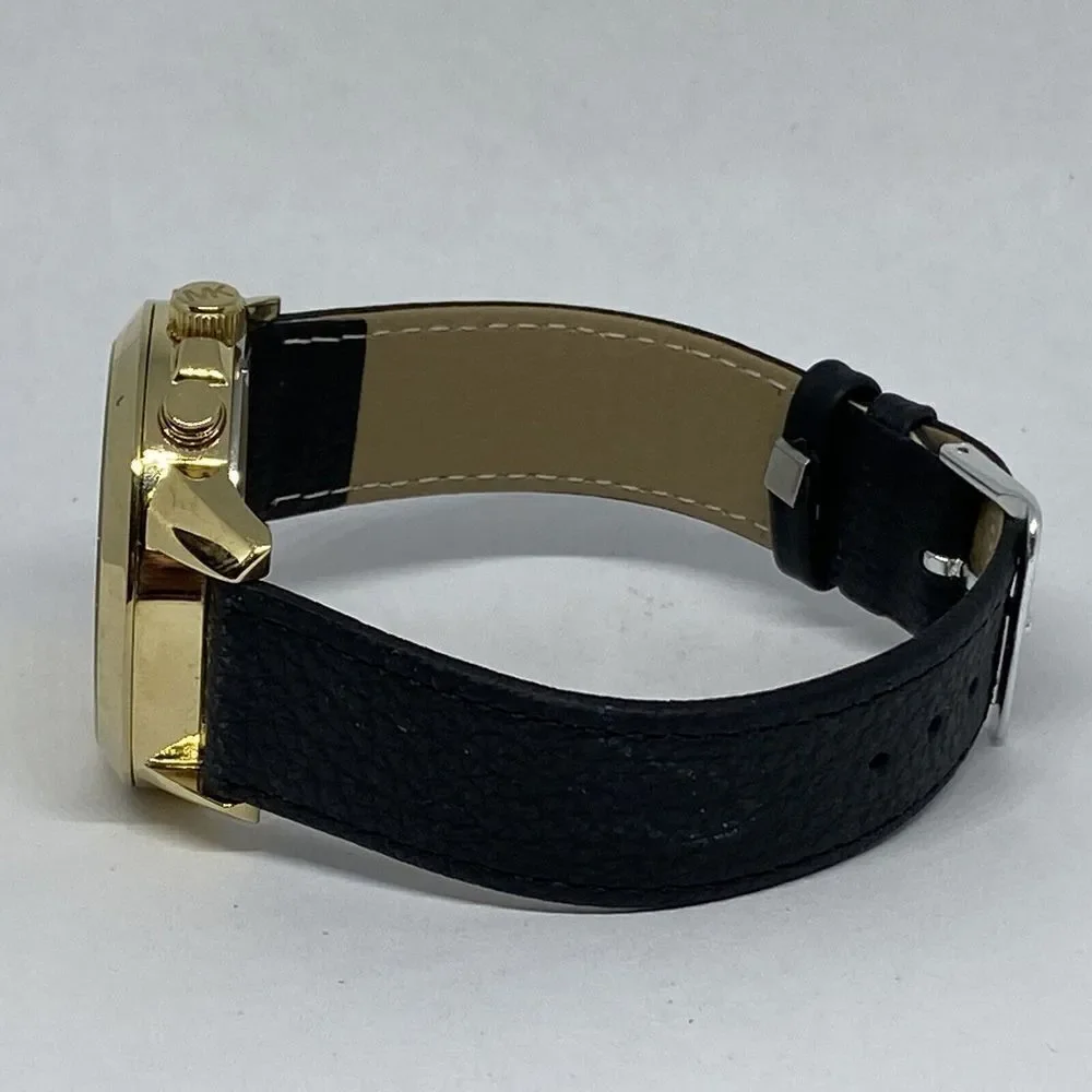 Michael Kors MK5777 Women's Black Leather Analog Dial Quartz Wrist Watch HK1056